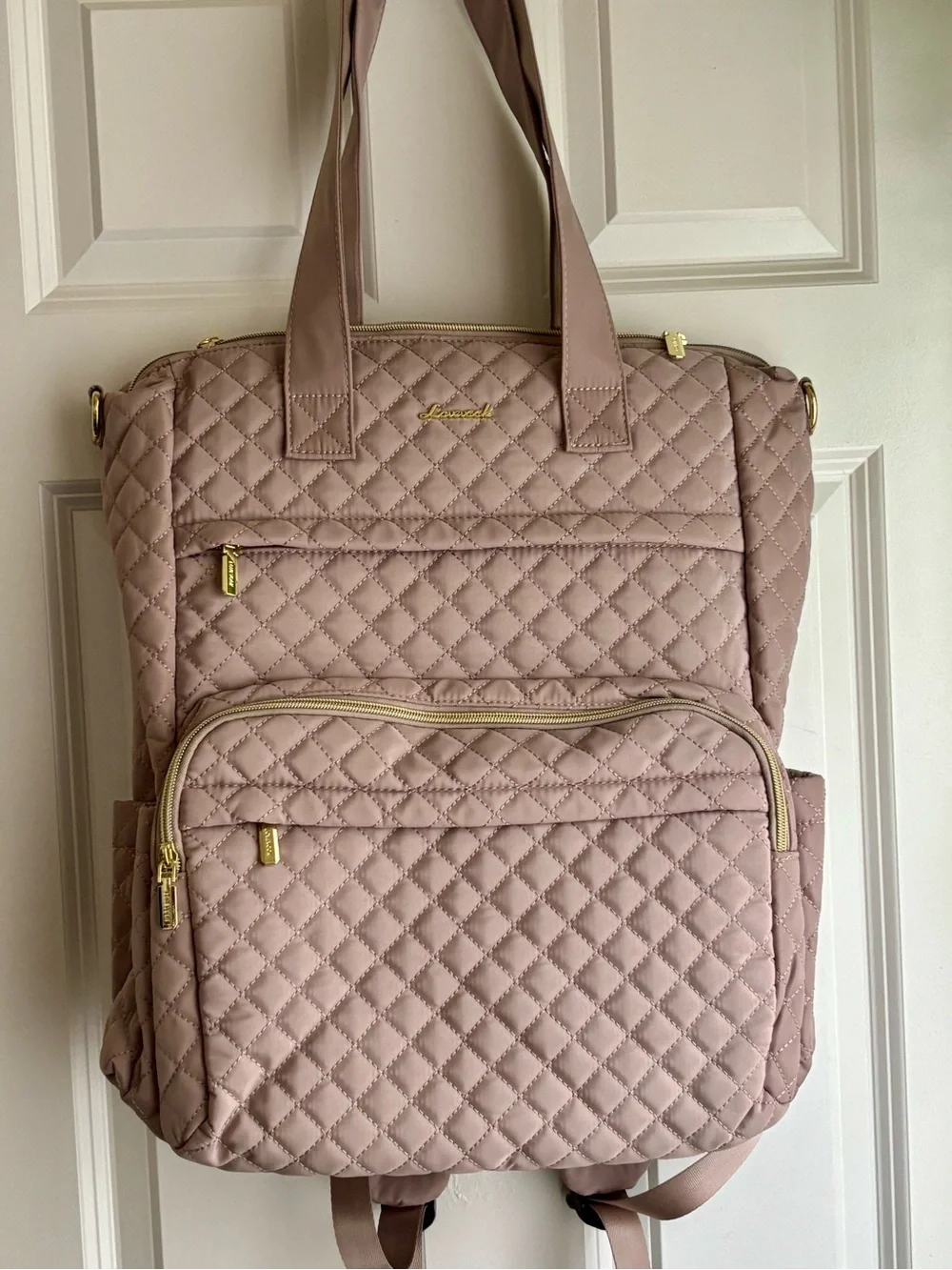 Quilted Tan Women’s Backpack Tote
